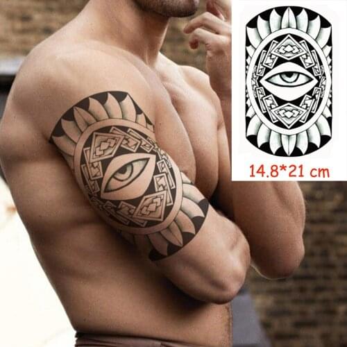 Waterproof Temporary Tattoo Sticker eye totem water transfer fake big arm leg back tatoo flash tatto Woman Man kid 14.8*21 cm