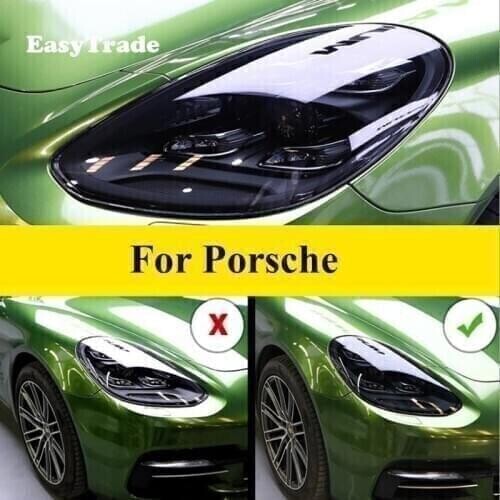 For Porsche Cayenne 958 955 957 Accessories TPU Transparent Black Film Car Headlight Protective Film Anti-scratch Sticker 2 Pcs