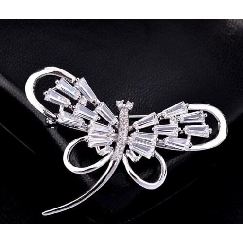 Red Trees Brand High Quality Insect Shape Dragonfly Brooches Pins For Women With Luxury AAA Cubic Zirconia In Box broche