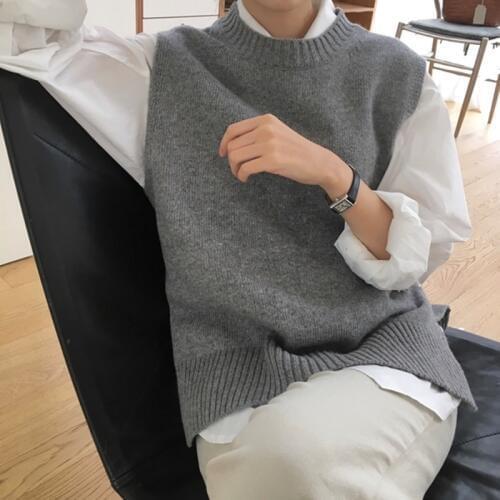 Round Neck Fashion Wild Coat Vest Ladys Cashmere Knit Sleeveless Sweater Solid Color Wool Vest Hot new products Regular section