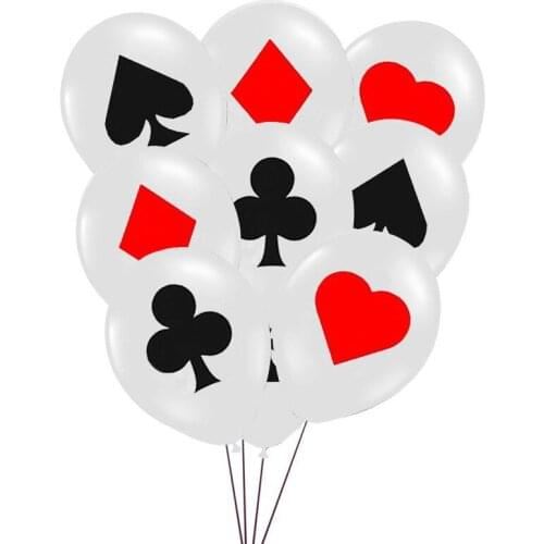 12pcs Casino Card Night Latex Balloons 12 Inch Poker White Balloons for Casino Night Poker Birthday Party Decorations