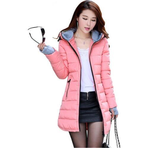 2019 Winter Mid-Long Parkas Women Glove Slim Hooded Warm Down jacket Fashion Girls Padded Thicken Coats Outerwear Plus Size