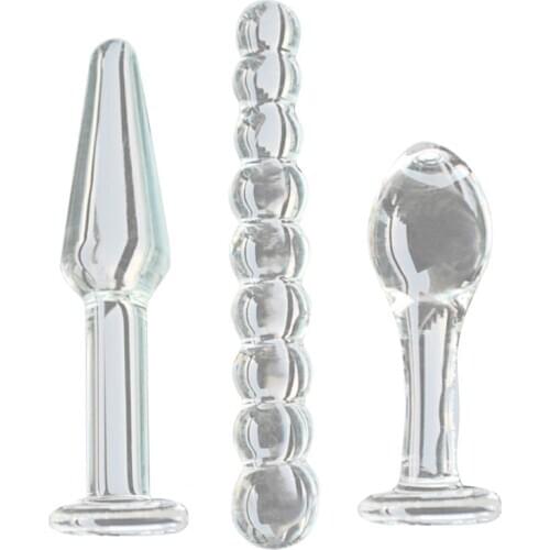 3 Pcs/Set Glass Butt Plug Dilator G-spot Stimulator Prostate Massager Adult Sex Toy for Woman Men
