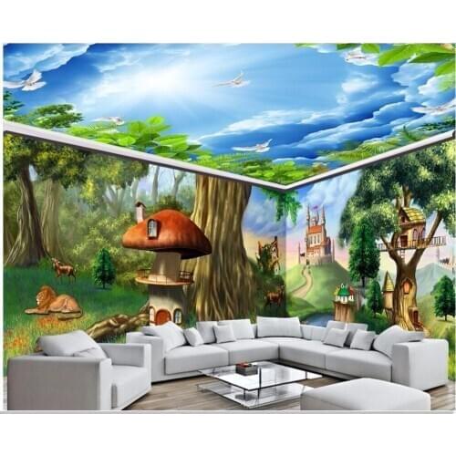 Custom photo 3d room wallpaper Dream fairytale forest animal castle full house backdrop 3d wall mural wallpaper for wall 3 d