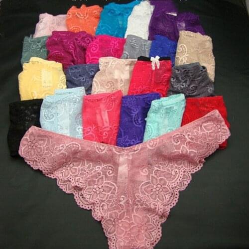 5Pcs/lot Sexy Thongs Panties Lace Women Underwear Transparent Seamless Tangas Intimate Hollow Gstring