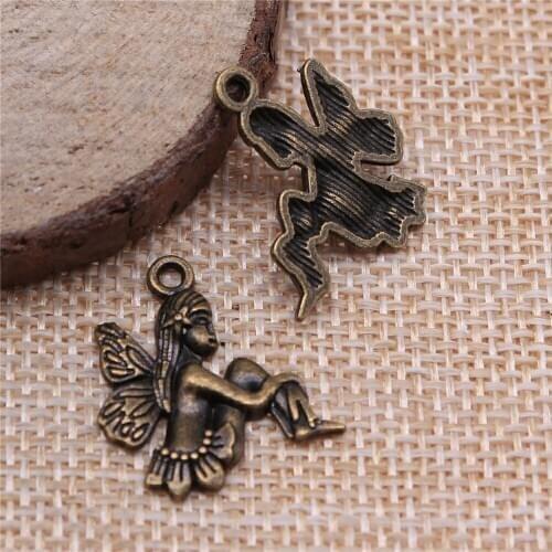 Free shipping 54pcs 22x20mm antique bronze Eve Angel charms diy retro jewelry fit Earring keychain hair card pendant accessories
