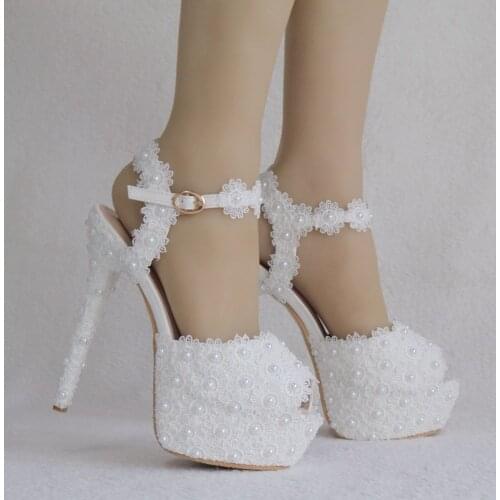 Summer Thin High Heels Sandals Womens Shoes Fashion Sexy Fish mouth white lace wedding shoes Patchwork Head Peep Toe Sandals