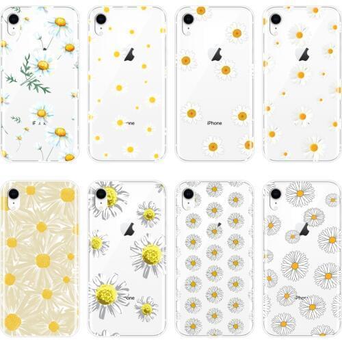Back Cover For iPhone 6 S 6S 7 8 X XR XS Max Daisy Flower White Floral Soft Silicone Phone Case For Apple iPhone 6 S 6S 7 8 Plus
