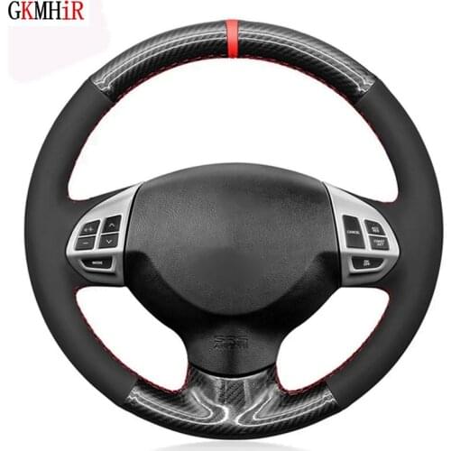 Black Carbon Fiber Black Suede Car Steering Wheel Cover For Mitsubishi Lancer X 10 2007-2015 Outlander 2006-2013 ASX 2010-2013