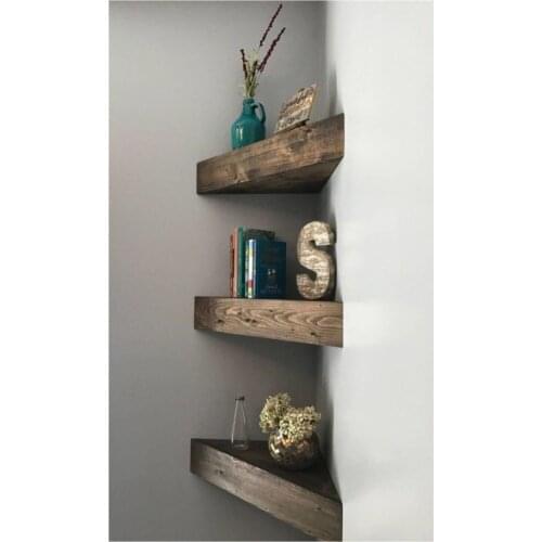 Designed Wooden Decorative 3'lü Corner Wall Shelf bookcase corner shelf