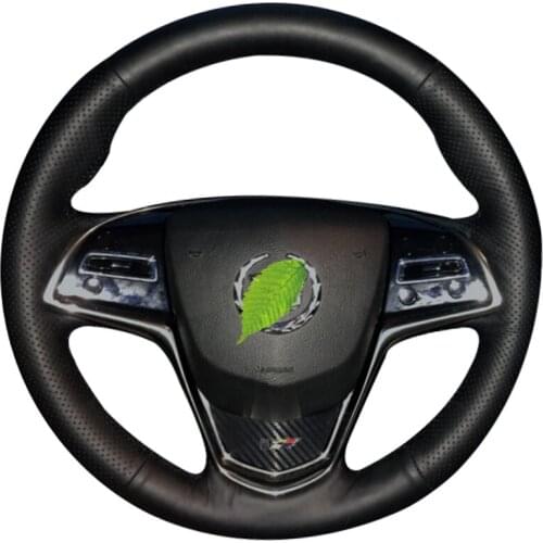 For Cadillac ATS ATS-L 2013-2019 CTS 2014-2017 ELR 2014-2018 Black PU Faux DIY Hand-stitched Car Steering Wheel Cover