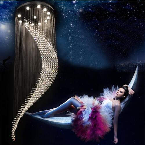 K9 Crystal Stair LED Chandeliers Modern Artistic Spiral Suspension Lightings Restaurant Hotel Villa Lobby Large Hanging Lamp