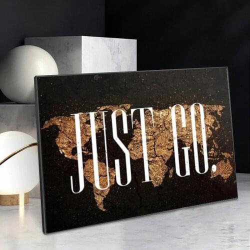 World Map JUST GO Modular Artwork Painting Poster Printmaking HD Pictures Printed on Canvas Used for Room Home Decor Wall Art