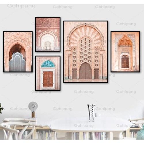 Canvas Painting Moroccan Building Muslim Holy Quotes Wall Art Posters And Prints Nordic Wall Pictures For Living Room Wall Decor