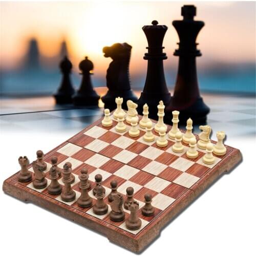 Classic Wood-plastic Chess Puzzle Chess Folding Chessboard Classic Magnetic Chess Suitable For Children Adults To Play