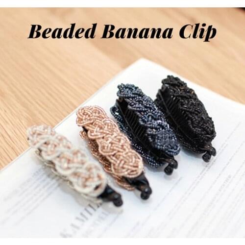 Korea Crystal Beads Edition Small Hairpin Banana Clip Vertical Clip Twist Clip Horsetail Clip Horsetail Buckle G1211
