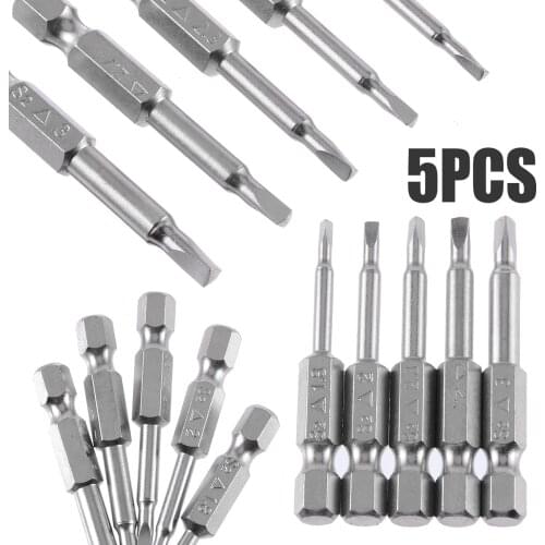Mayitr 5pcs S2 Steel Triangle Head Screwdriver Drill Bits Set 1/4inch Hex Shank Electric Screwdriver Set 50mm Length
