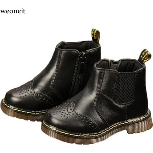 Weoneit New Autumn Kids Snow Boots Childrens Winter Ankle Boys Girls Boots Unisex PU Leather Shoes for Kids Snow Shoes CN 22-37