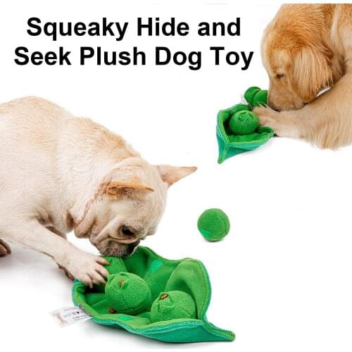 Peasecod Shaped Dog Squeaky Toy Bite Resistant Hide Seek Plush Dog Molar Chew Toy Small Training Peas Sounding Pet Sniffing Toy