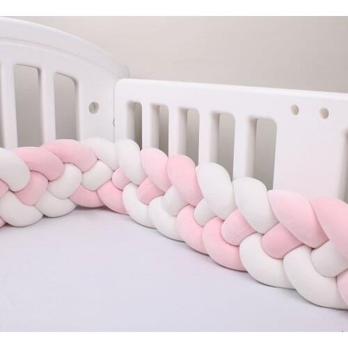 4 Strands Knotted 2.2M/3M/3.6M Baby Bed Bumper Braided Crib Bumper Cotton Knot Pillow Crib Protector Baby Decoration Room