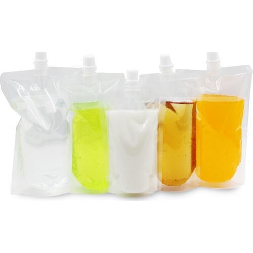 1000Pcs/ Lot Jelly Clear Poly PE Doypack Storage Bag Juice Milk Liquid Empty Stand Up Plastic Spout Pack Pouch 100ml~500ml