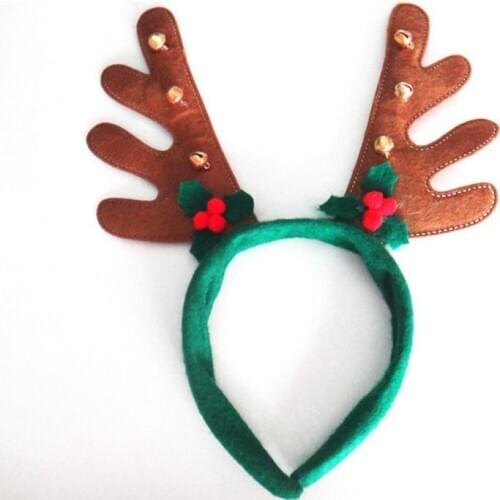 Boys Girls Christmas decoration hairband party supplies Reindeer Antler Santa Hat Christmas hat hoop Green Red Brown color