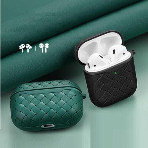 Silicone Case for AirPods Pro Wireless Charging Bluetooth Soft Cover for AirPods 1 2 Pro Woven Pattern Protective Earphone Case