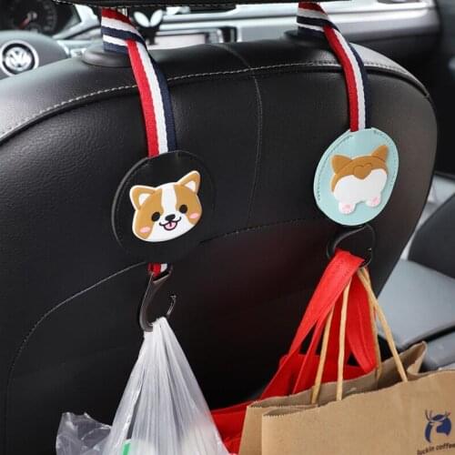 Cute and creative Car Seat Back Storage Hooks Vehicle Headrest Organizer Hanger for Groceries Bag Car Interior Accessories girl