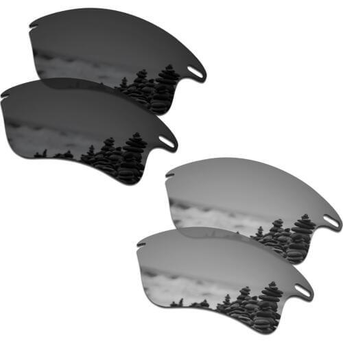 SmartVLT 2 Pairs Polarized Sunglasses Replacement Lenses for Oakley Fast Jacket XL Stealth Black and Silver Titanium