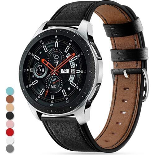 EiEuuk Genuine Leather Replacement Watch Band Bracelet Wrist Strap for Samsung Galaxy Watch (46mm)/Gear S3 Smartwatch