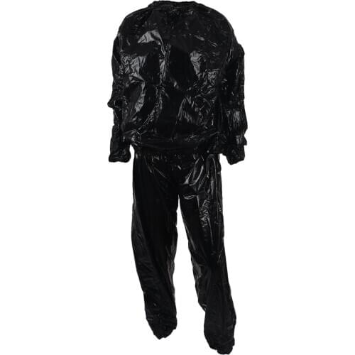 Heavy Duty Fitness Weight Loss Sweat Sauna Suit Exercise Gym Anti-Rip Black L