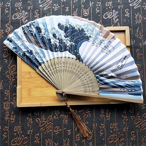 Japanese Fridge Handheld Folding Fan Traditional Japanese Solid Fan For Party Hand Bamboo Flower Hand Fans Wedding Favors 30