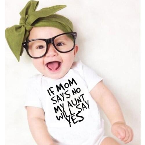 Funny Auntie Baby Clothes Toddler Jumpsuit My Aunt Says I'm Perfect Letter Print Summer White Newborn Bodysuits