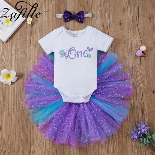 ZAFILLE Gillter Baby Princess Dress Purple 1 Years Old Birthday Dresses Newborn Baby Girl Skirts Set Party First Birthday Outfit