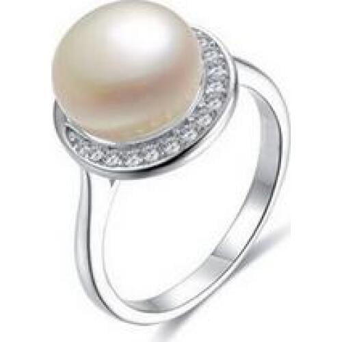 925 Ms. inlaid zircon natural pearl opening Ring female fashion pearl opening Lovely Womens Wedding RINGS female simplicity