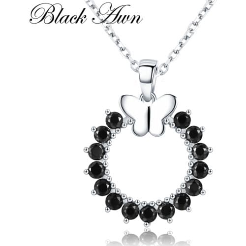 [BLACK AWN] Trendy 925 Sterling Silver Necklace for Women Classic Female Bijoux Life Butterfly Pendants Silver 925 Jewelry K013