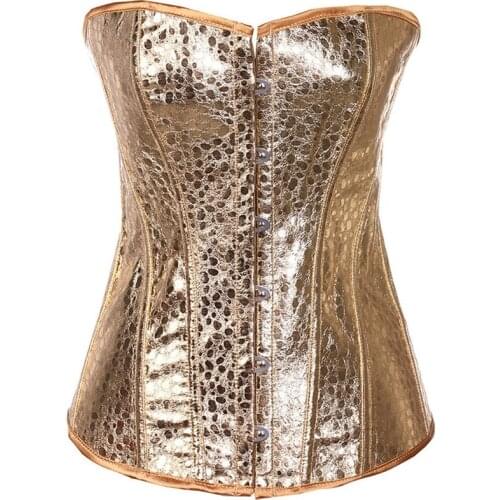 Golden/Silver Shiny Corset Woman Lace Up Overbust Corset Tops Women Corset Costume