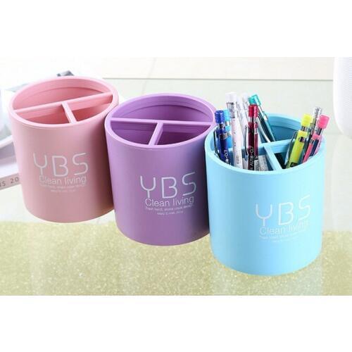 1PC Creative Fashion Office Stationery Ornaments Lovely Barrel Multifunctional Pen Holder Desktop Plastic Storage Box OK 0213