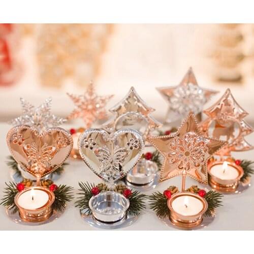 1pc Iron Candlestick Christmas Decorations Candle Light Ornament for Home Candle Holders Candle Stand Decoration Christmas Natal