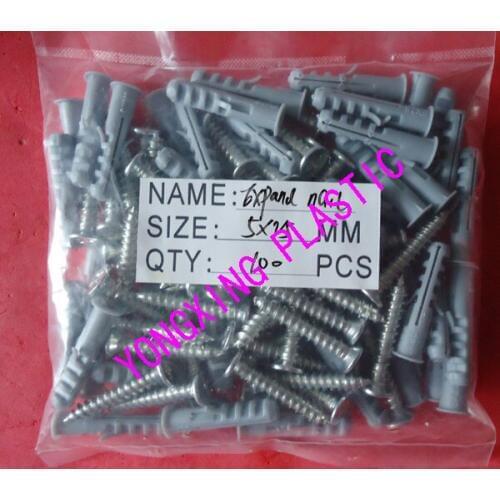 Freeshipping 100pcs/lot 5X25 6X30 7X35 8X40 10X50 12X60 MM expand nail wall plug/anchors PE material
