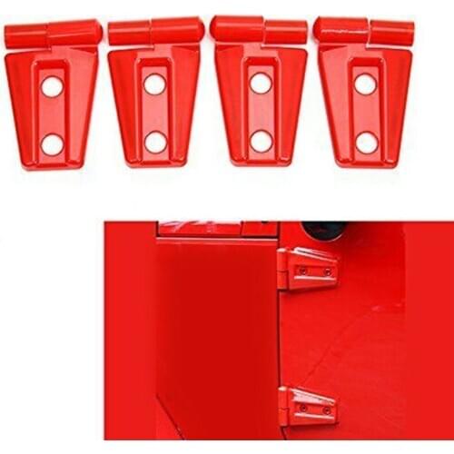 4PCS Red Door Hinge Cover For 2007-2017 for Jeep JK Wrangler Unlimited 2Door Parts