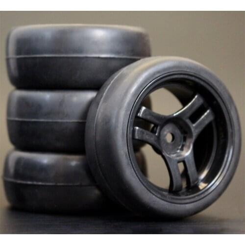 4Pcs 26mm Rubber RC Tyres & Wheel Rims Hex 12 For 1:10th HSP HPI Sprint 2 Drift RS4 On Road 4WD