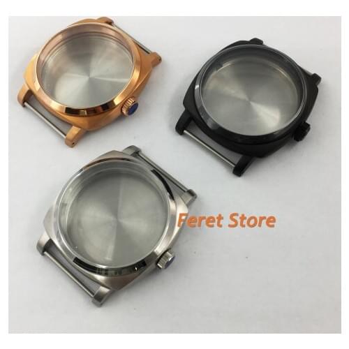 47mm Watch Case For ETA 6497 6498 Seagull st36 Movement Silver/Copper Plating/Black PVD Stainless Steel Watch Case