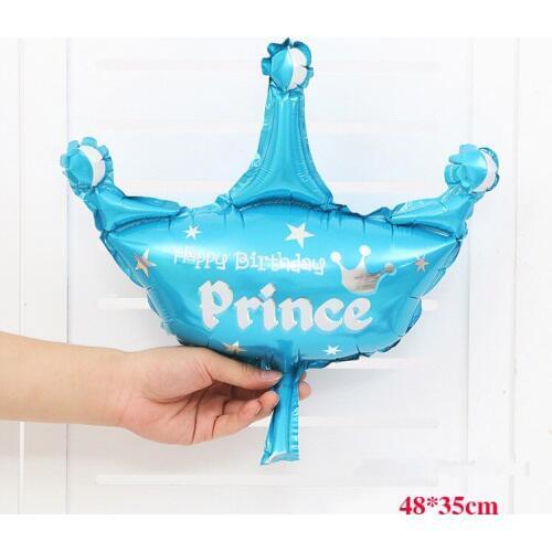 50pcs/Lot mini pink /blue princess crown balloons Baby Girl Happy birthday baby Shower Party Decor Wedding Party Supplies