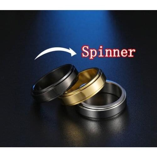 6mm Rotating Ring, Mens Pressure Release Accessories Classic Stainless Steel Wedding Ring Casual Sports Party Couple Jewelry
