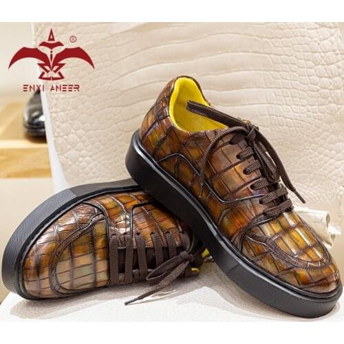 80% Party Shaker Shoes! 100% Cro Crocodile Leather Shoes Men Lady Casual Shoes Patina Brown Green Color Designer Custom Shoes