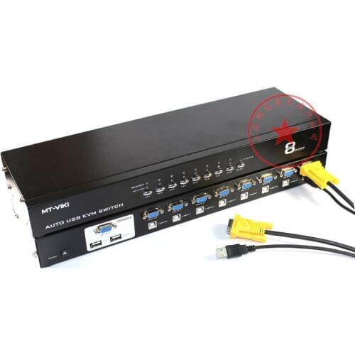 8 Ports Automatic USB 2.0 KVM SWITCH with Cables Synchronous mode Hotkey button Switch VGA Controller 19' Rack mountable 350MHz