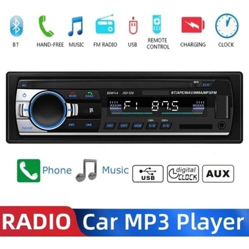 1Din Car MP3 Player Bluetooth Autoradio Stereo Radio FM AUX Input Receiver SD USB Music Player 12V Multimedia Radio