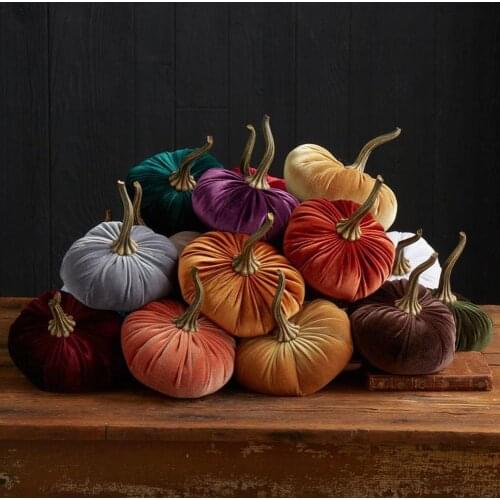 1 Pcs Handmade Velvet Pumpkins Decor Super Soft Stuffed Pumpkin With Exquisite Artificial Pumpkin Foam Simulated Cute Pumpkins