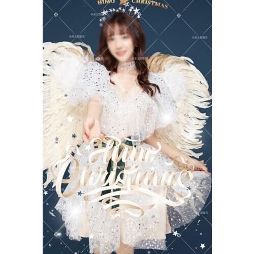 Beige Feather Angel wings Decorations Venise Laceapplique DIY Halloween costume Shoot Accessories Creative Props Art photo show